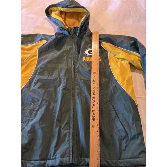 NFL Green Bay Packers Men’s Large Fit Waterproof Jacket Polyvinyl Coat Parka VTG - Picture 9 of 12